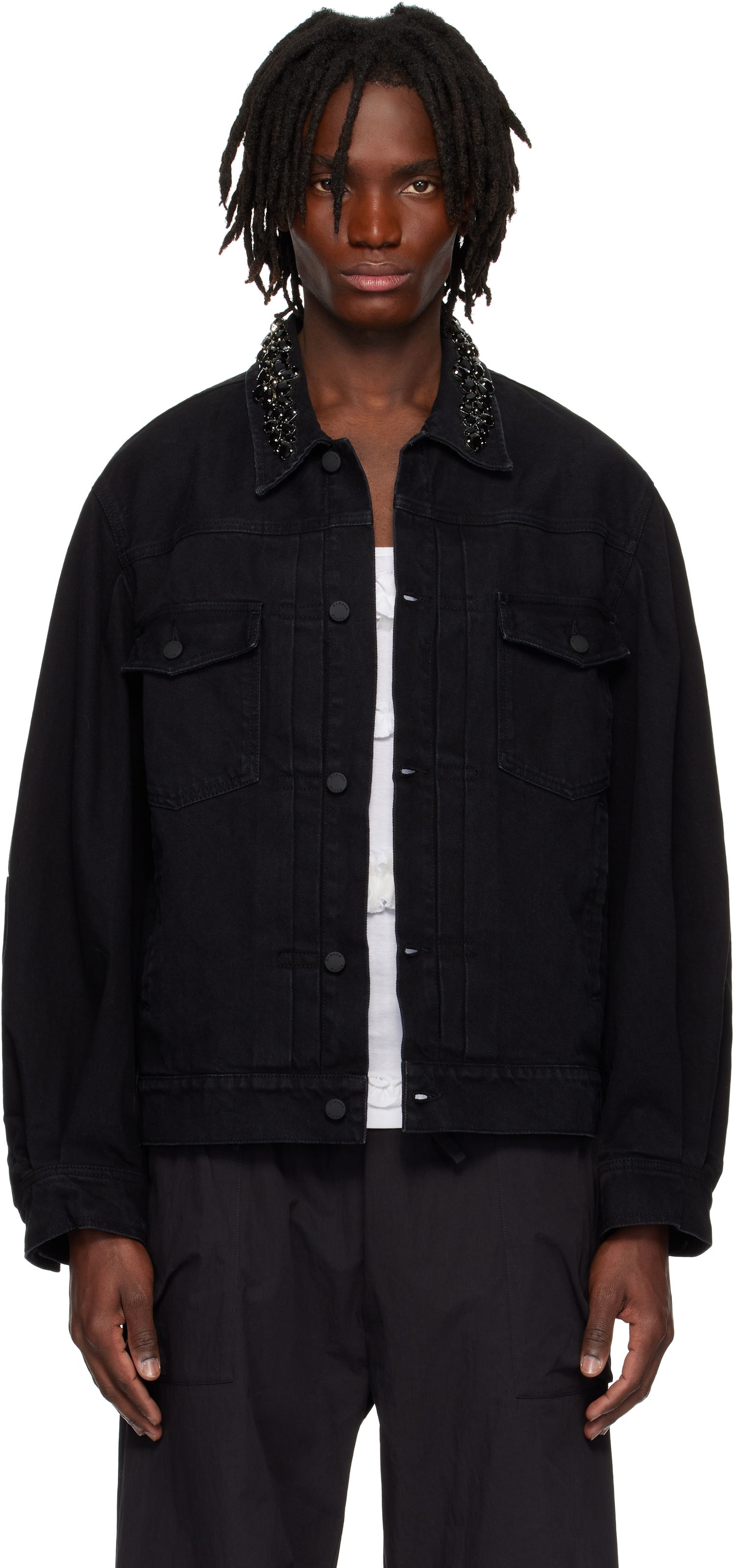 Takki Simone Rocha Simone Rocha Embellished Denim Jacket Musta | 6116B 1239, 0