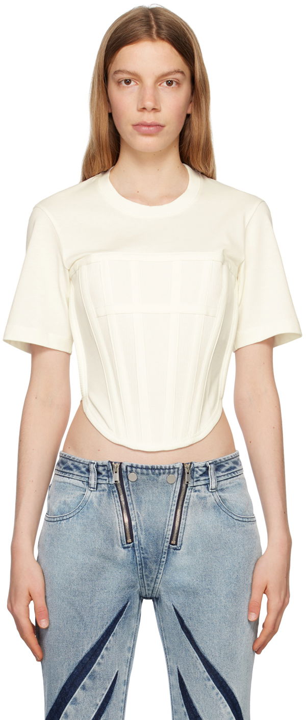 Crop top Dion Lee Corset T-Shirt Valkoinen | C3097R23
