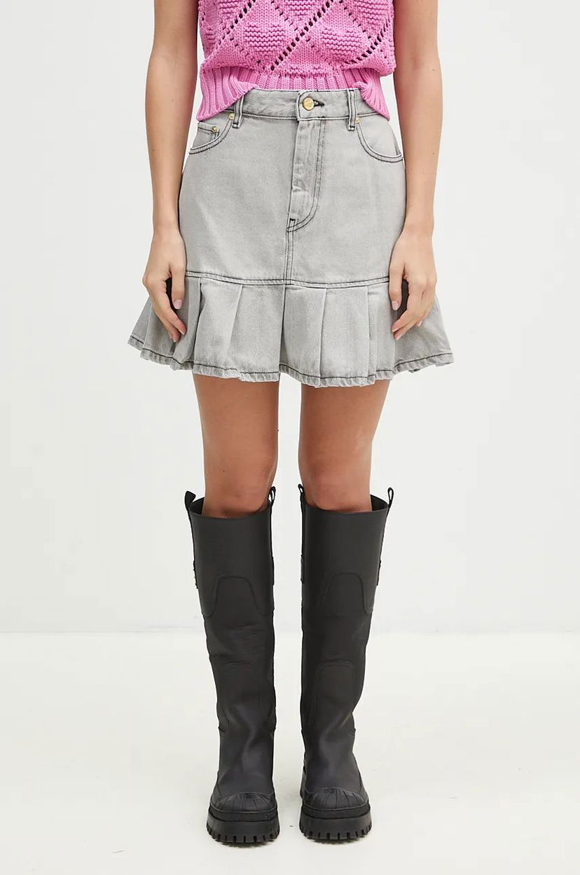 Hame GANNI Future Denim Pleated Mini Skirt Harmaa | J1550