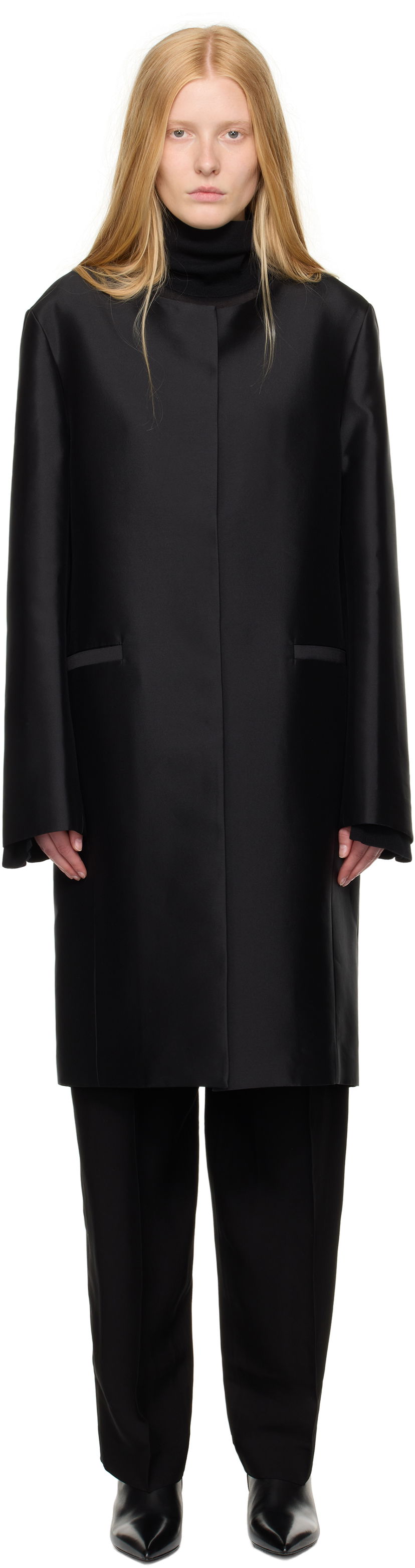 Takit TOTEME TOTEME Collarless Coat Musta | 253-WRO0213-FB0429