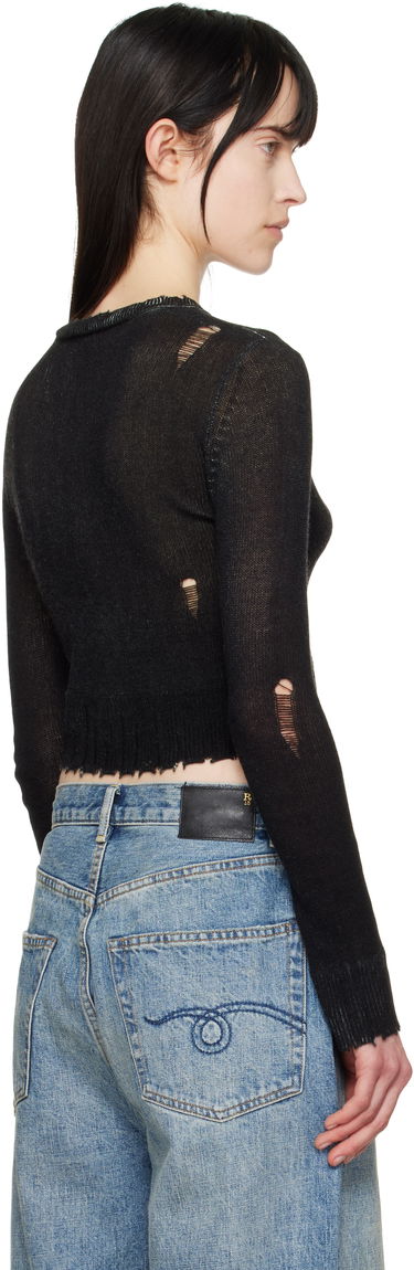 Villapaita R13 R13 Flaming Heart Cropped Sweater Musta | R13WY042-Y016B, 2