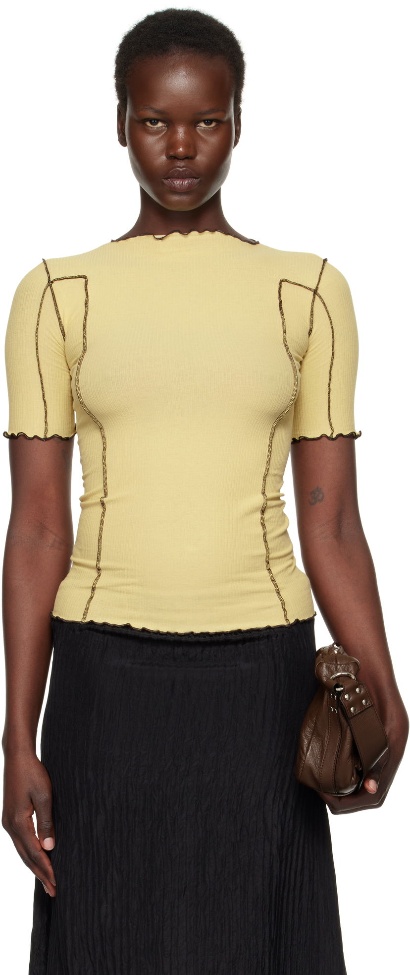 T-paita Baserange Baserange Omato 3/4 Sleeve Lettuce Edge T-Shirt Keltainen | TTO3-RB-SP25