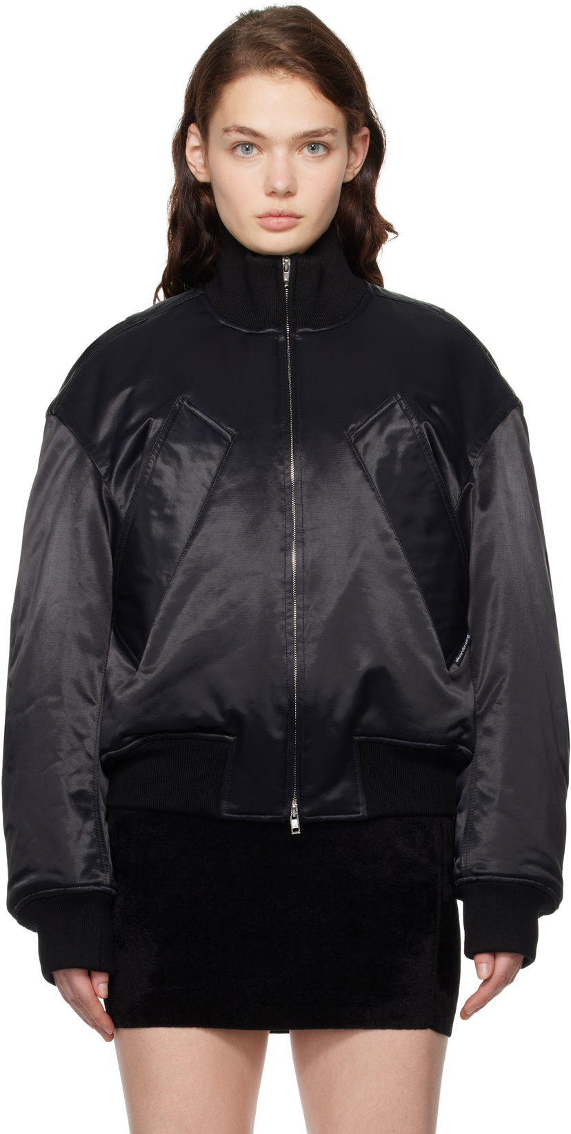 Bomber-takki Alexander Wang Sateen Bomber Jacket Musta | UWC4242050