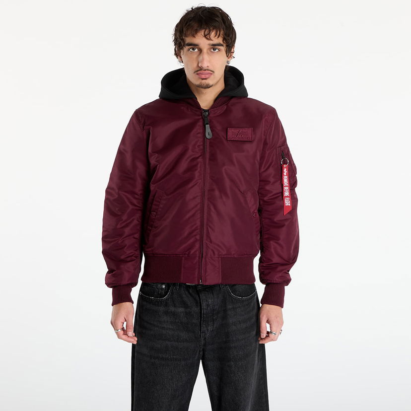Bomber-takki Alpha Industries Jacket MA-1 Zip Hood Backprint Burgundia | 128113-608