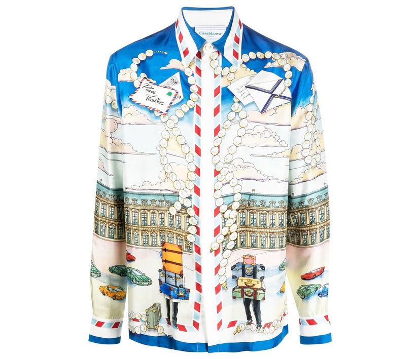 Paita Casablanca Graphic Print Silk Shirt Monivärinen | MF22SH02106