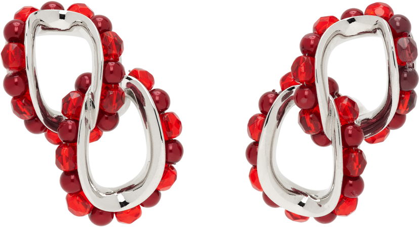 Korvakorut KIKO KOSTADINOV Kiko Kostadinov Kandel Silver-Tone & Red Beaded Earrings Punainen | KKWAW25ER02-157