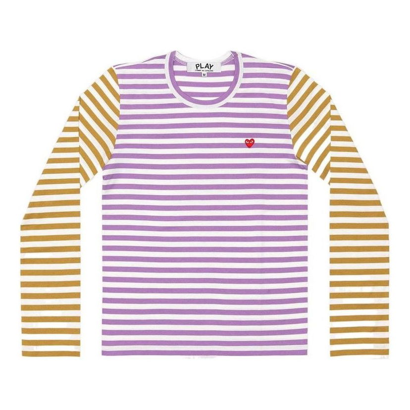 T-paita Comme des Garçons PLAY Long Sleeve Bi-Colour Striped T-Shirt Violetti | AZ-T318-051-4