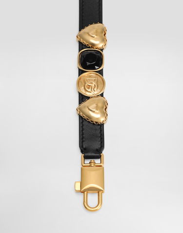 Vyöt Dolce & Gabbana Dolce & Gabbana Calfskin Shoulder Strap with Gold-Tone & Black Embellishments Musta | BI3415AV19580999, 2