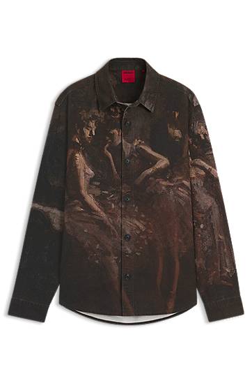 Paita BOSS Oversized-fit Cotton Shirt with Ballerina Print Monivärinen | 50549754