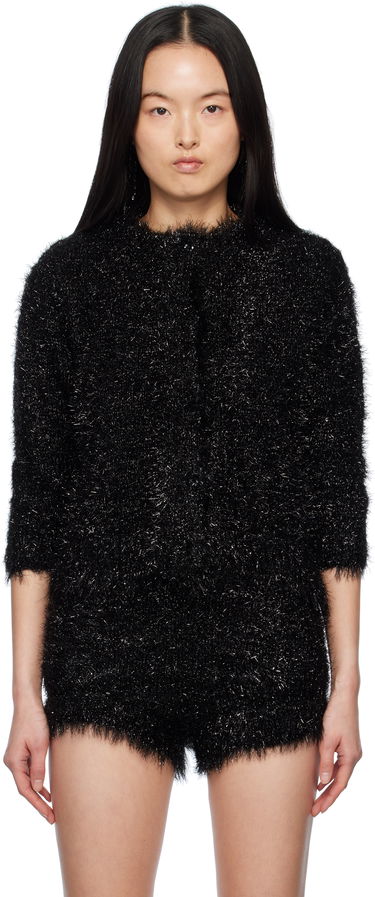 Haalari Simone Rocha Simone Rocha Tinsel Knit Cardigan Musta | PRMK2 0664, 0
