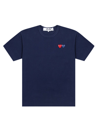 T-paita Comme des Garçons PLAY Double Hearts T-Shirt Tummansininen | AZ T226 051 2