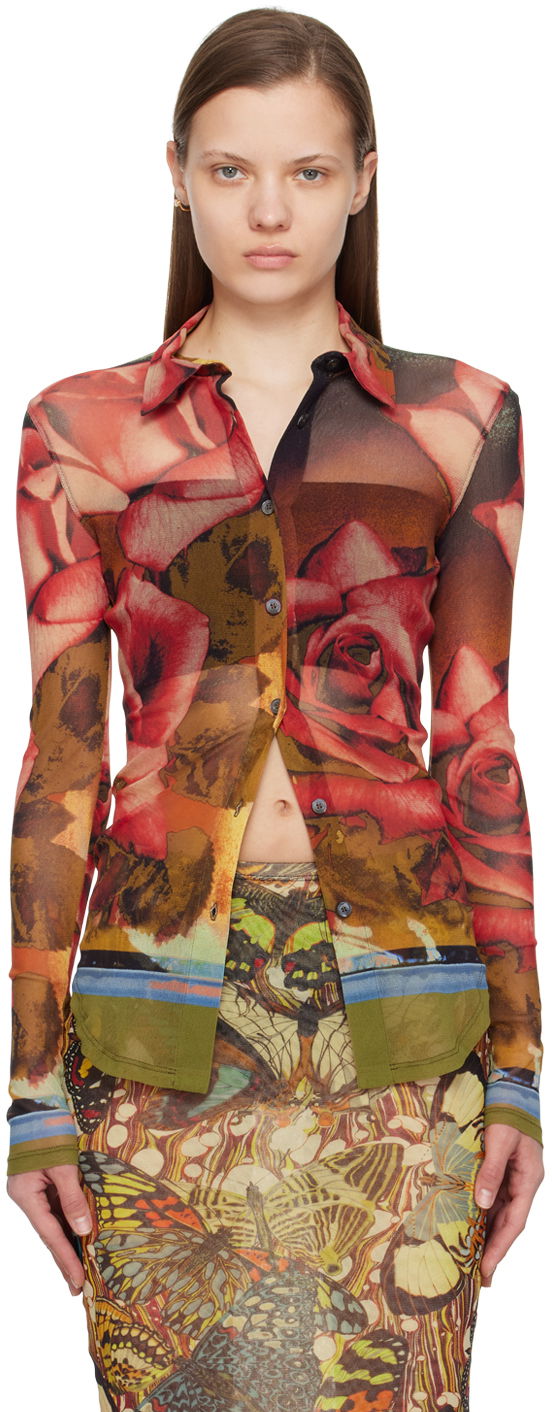 Paita Jean Paul Gaultier Jean Paul Gaultier Roses Print Mesh Shirt Monivärinen | 24/25-U-CH013-T547-403050