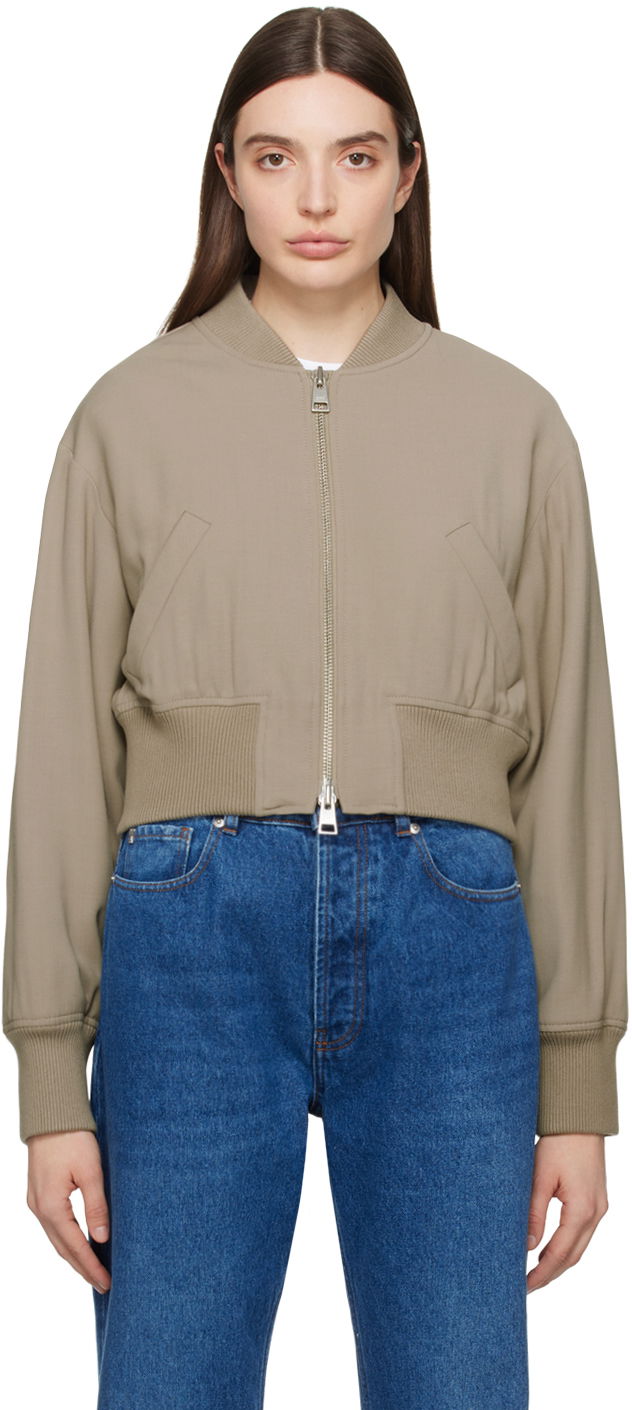 Bomber-takki AMI Zip Bomber Jacket Beige | FJK002.VI0007
