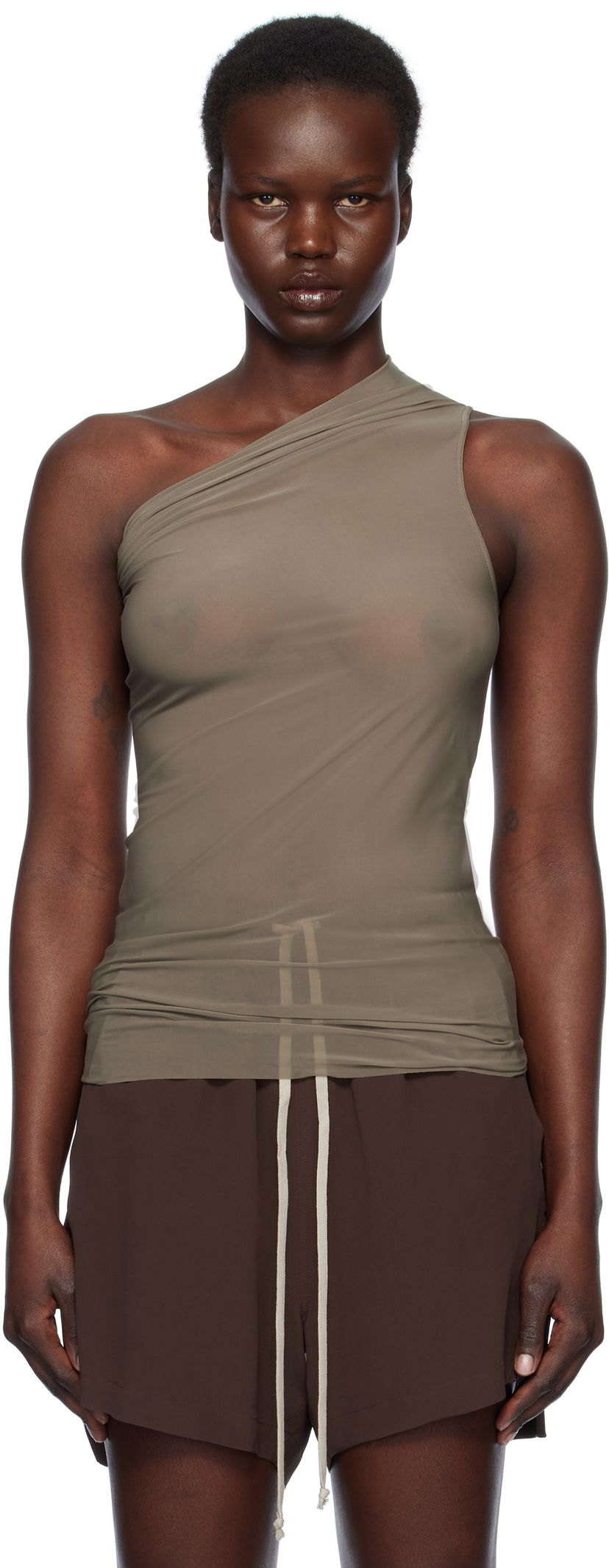 Tankkitoppi Rick Owens Rick Owens Athena One-Shoulder Tank Top Vihreä | RP01E7138 BZ