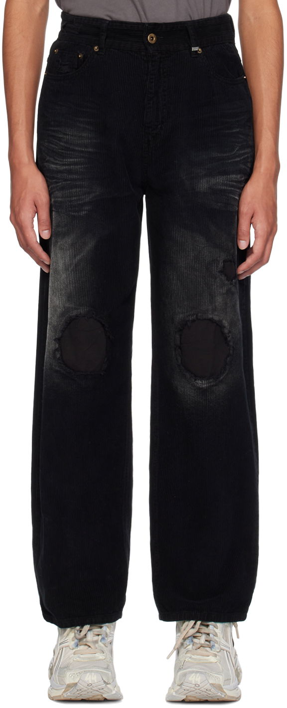 Jeans We11done We11done Distressed Corduroy Trousers Musta | WD-PT2-24-230-M-BK