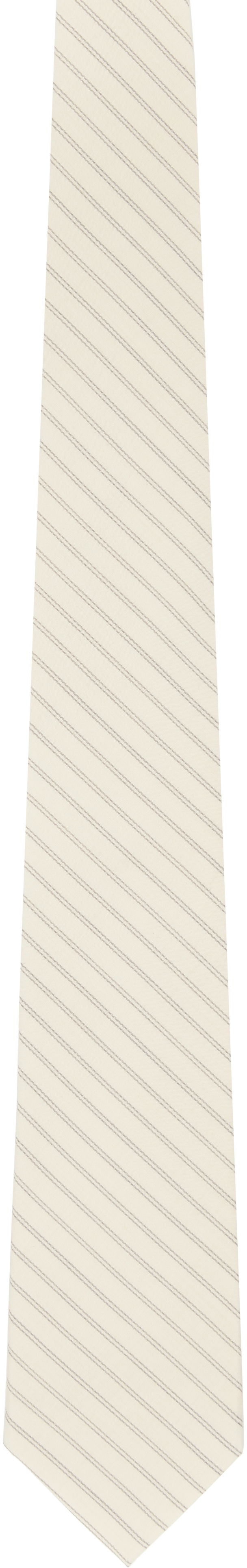 Vyöt AURALEE AURALEE Super Fine Wool Stripe Tie Beige | A25ST03WW-W