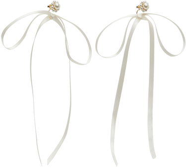 Korvakorut Simone Rocha Simone Rocha Bow Ribbon Stud Earrings Valkoinen | ERG389 0904, 4