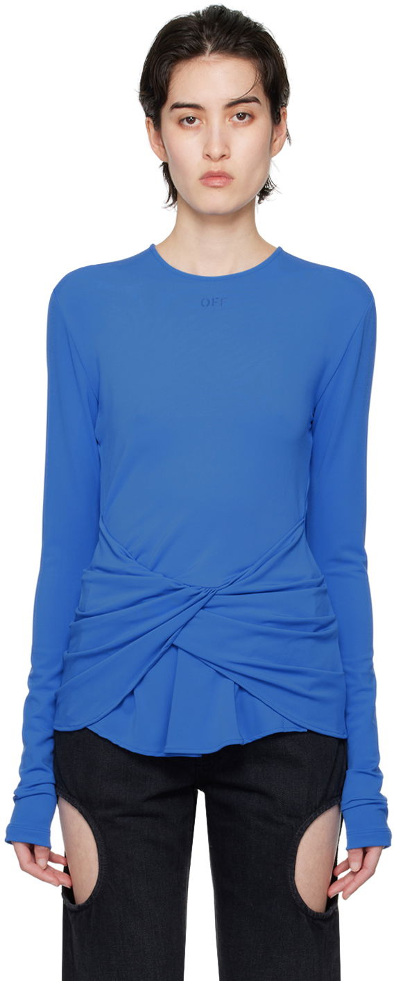 T-paita Off-White Blue Twist Long Sleeve T-Shirt Sininen | OWAD251S24FAB0014646