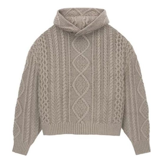 Villapaita Fear of God Essentials Cable Knit Hoodie Beige | 192BT234394F