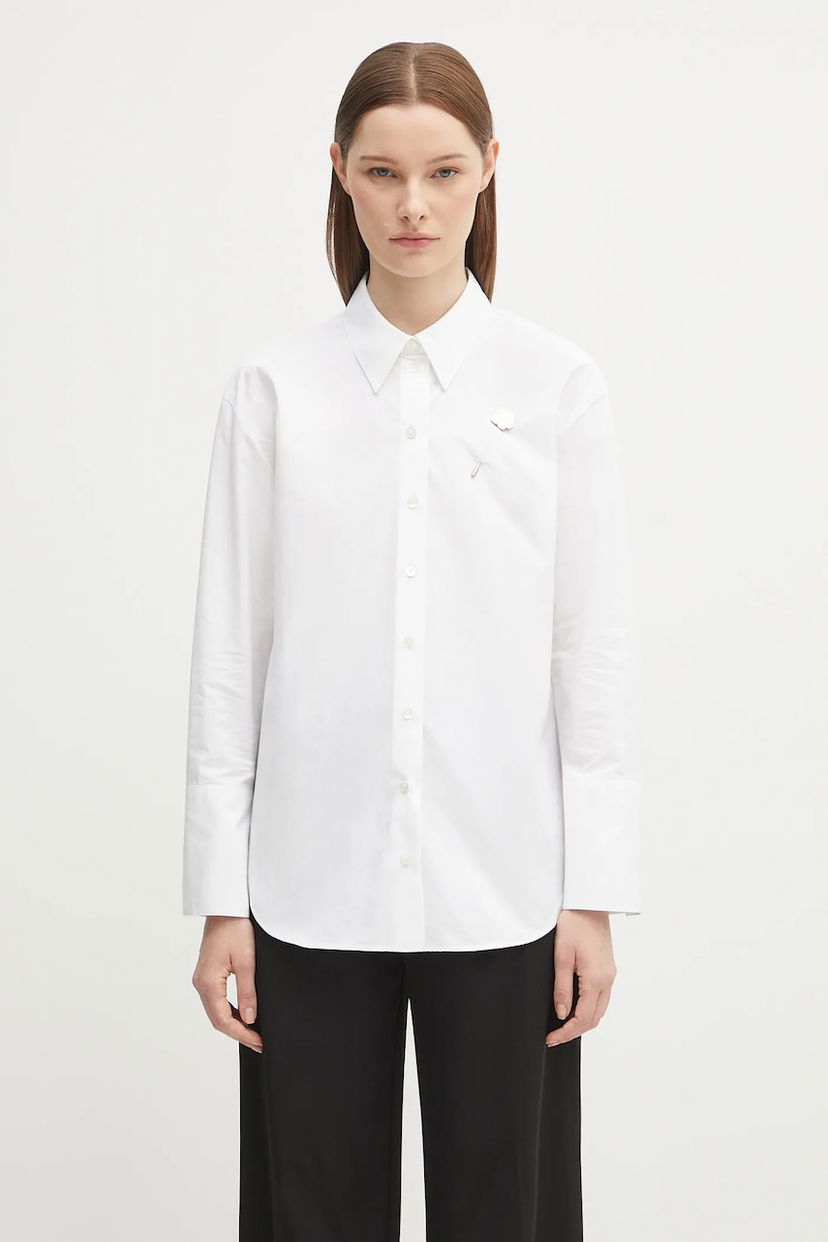 Paita KENZO Kenzo Boke Pin Relaxed Fit Shirt with Classic Collar Valkoinen | FF62CH2549LB
