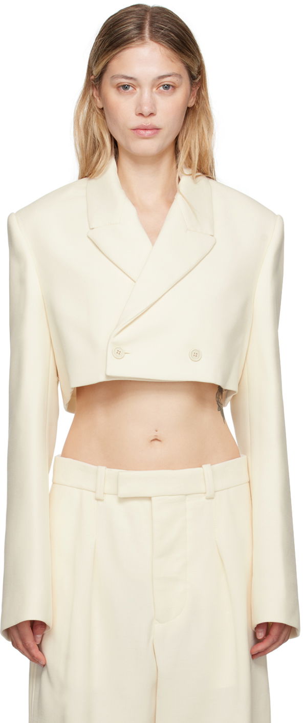Vaatteet WARDROBE.NYC Off-White Cropped Blazer Beige | W4076PC