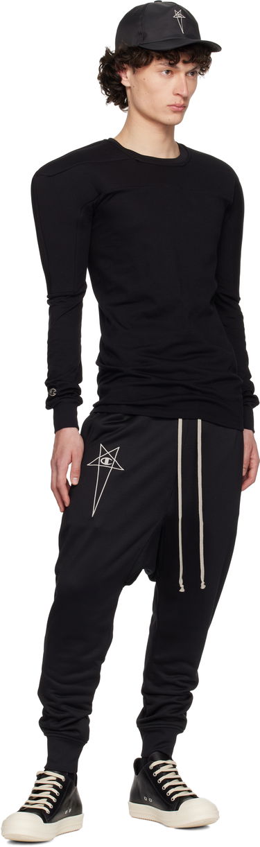 Verryttelyhousut Rick Owens Rick Owens Champion Edition Prisoner Drawstring Sweatpants Musta | CM01E1689 CHJS SHINY SWEAT JERSE, 4