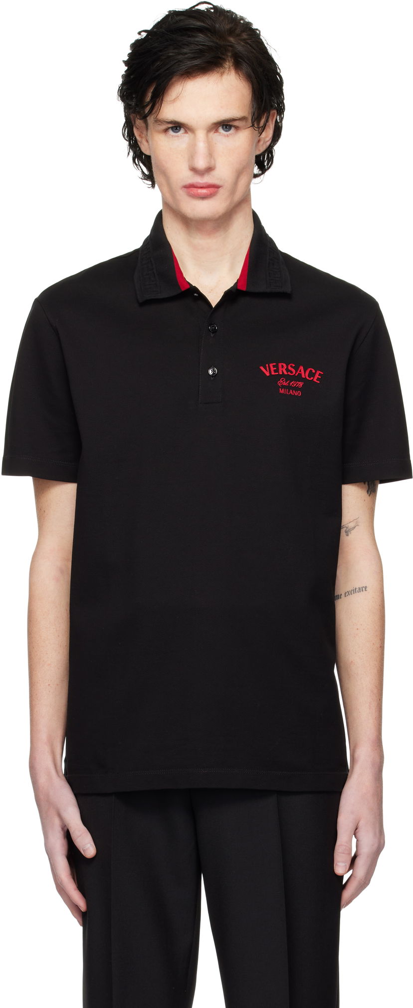 Poolopaita Versace Embroidered Stamp Polo Musta | 1013906_1A12348