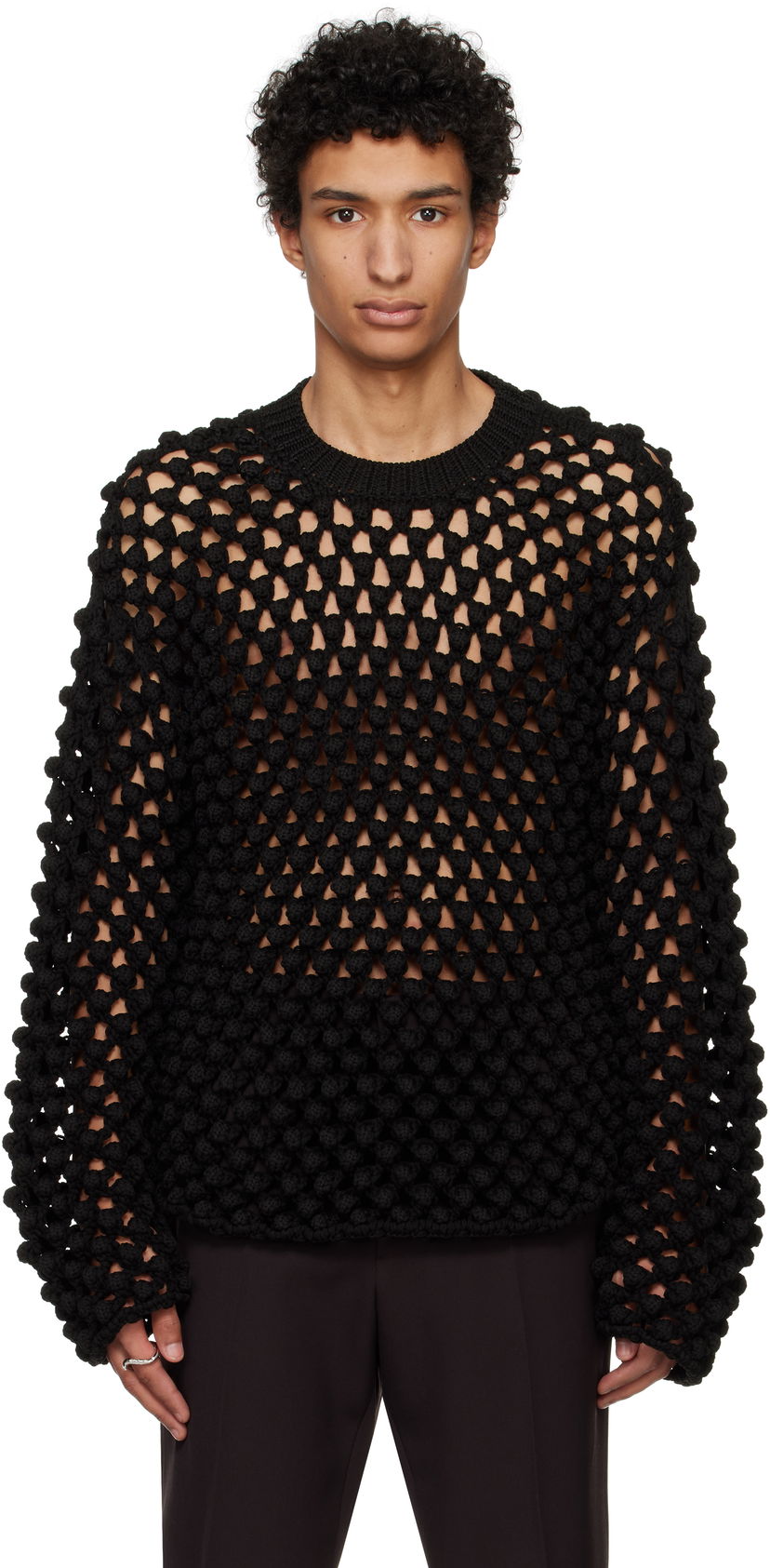 Villapaita Jil Sander Jil Sander Crochet Crew-Neck Sweater Musta | J22GP0242_J19157