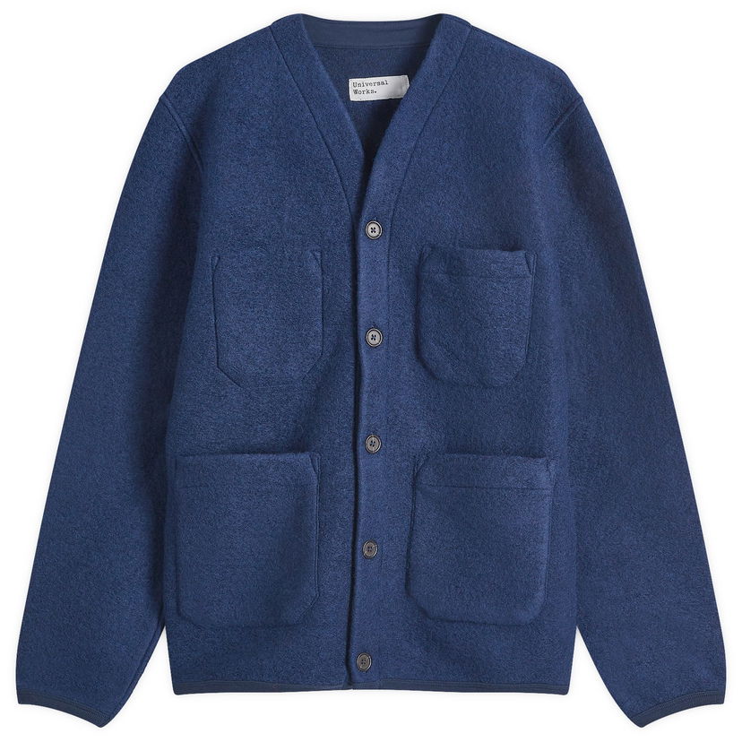 Villapaita Universal Works Wool Fleece Cardigan, Size Large Sininen | 29710-IND