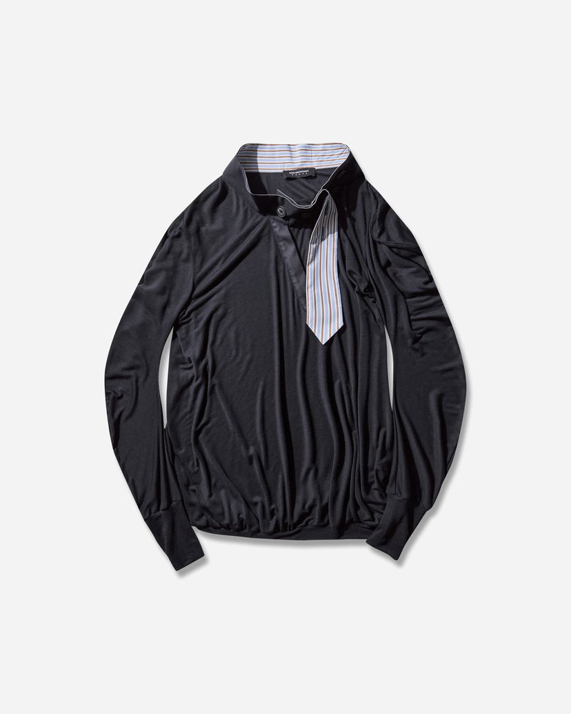Jersey KIKO KOSTADINOV Howe Long-Sleeve Jersey with Striped Placket Detail Musta | KKWAW25TP06 80