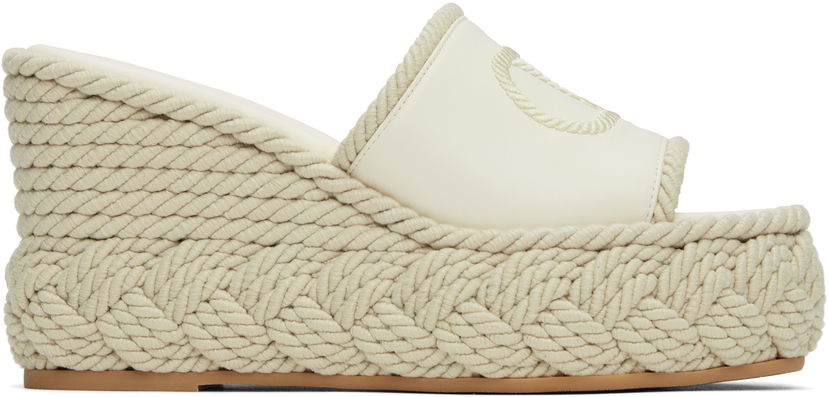 Tennarit ja kengät Valentino Valentino Garavani VLogo Torchon Wedge Slide Sandals Beige | 6W2S0KC5YWI