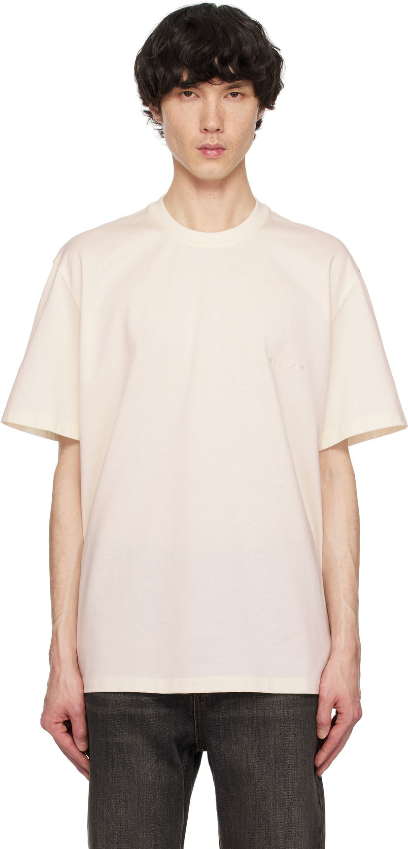 T-paita WOOYOUNGMI WOOYOUNGMI Embroidered Logo T-Shirt Beige | W251TS02