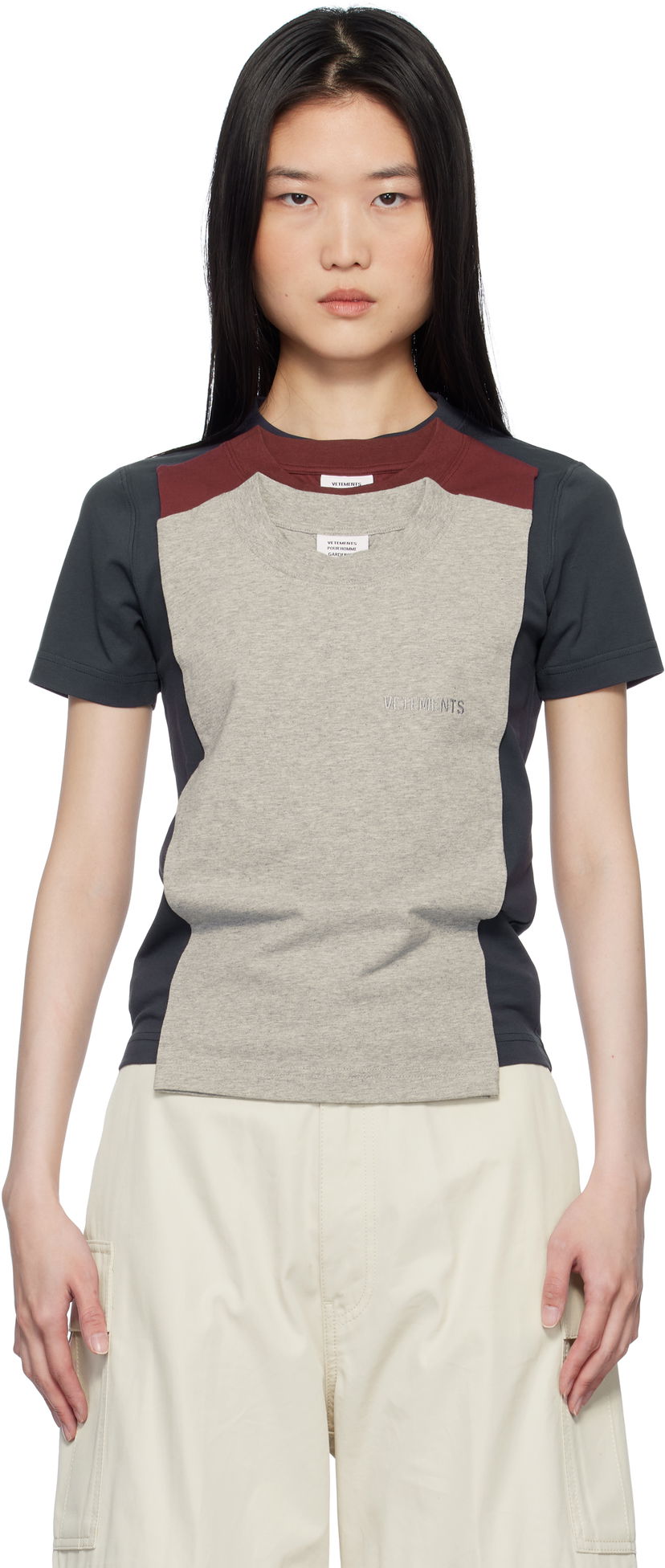 T-paita VETEMENTS Vetements Layered Fitted T-Shirt Harmaa | MA66TR620N