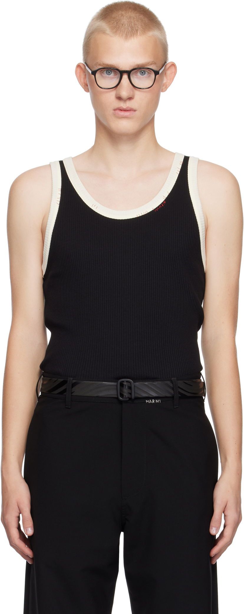 Tankkitoppi Marni Tank Top Mending Musta | HUMU0299QS UTC404