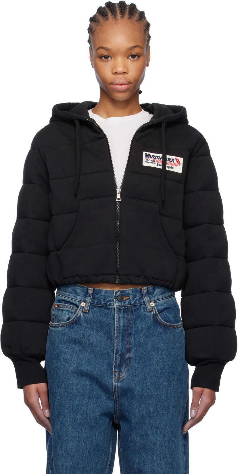 Huppari Moncler Moncler Genius x Palm Angels Zip-Up Down Hoodie Musta | J209L8G00007899V4