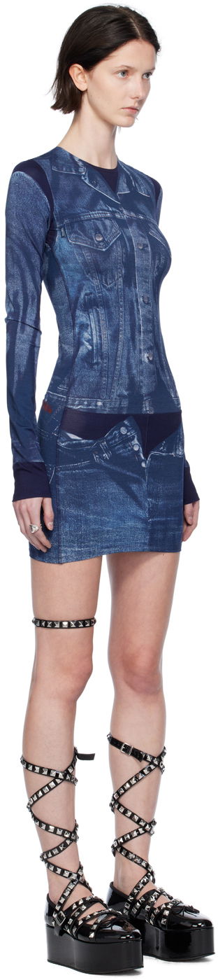 Mekko Jean Paul Gaultier Jean Paul Gaultier Trompe L'oeil Denim Print Minidress Sininen | 23/15-F-RO076-J530-5950, 1