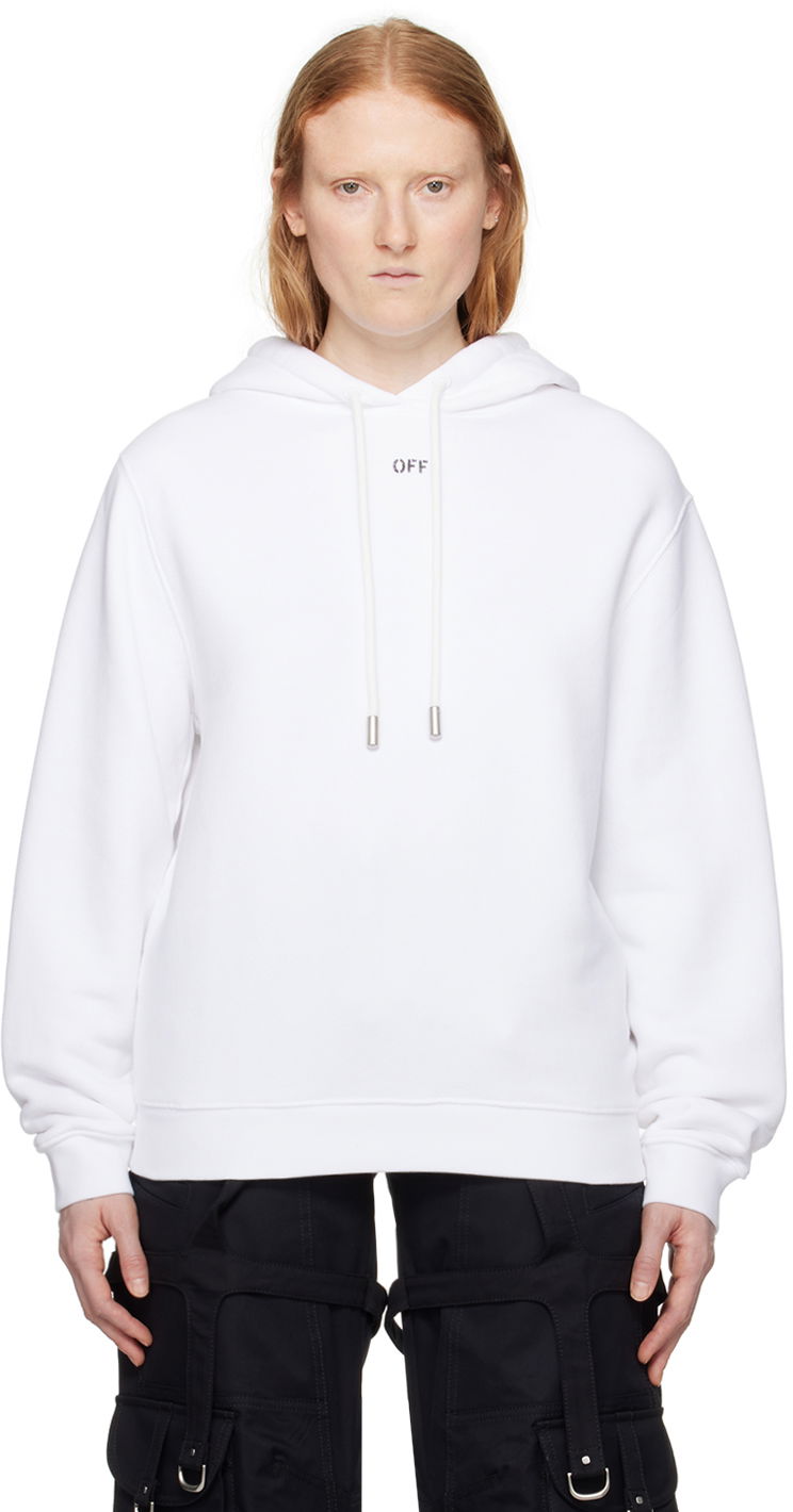 Huppari Off-White White Embroidered Hoodie Valkoinen | OWBB035S24FLE0070101