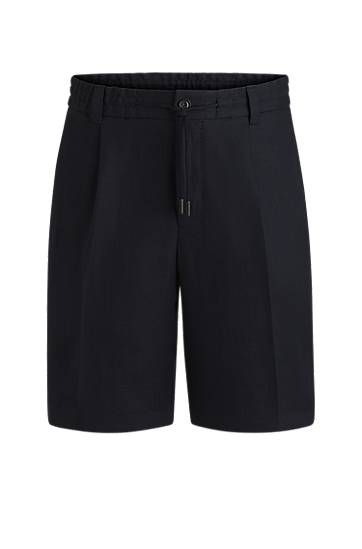 Shortsit BOSS Tapered-Fit Wrinkle-Resistant Linen Shorts Tummansininen | 50538680, 0