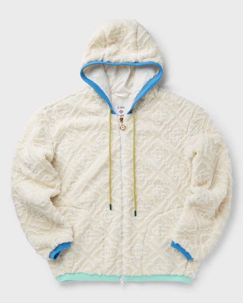 Takki Casablanca Monogram Fleece Hooded Jacket Valkoinen | MPF25-JTP-373-01