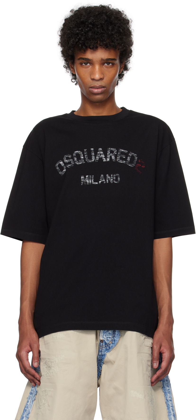 T-paita DSQUARED2 Dsquared2 Loose Fit Faded Logo T-Shirt Musta | S74GD1399_D20020