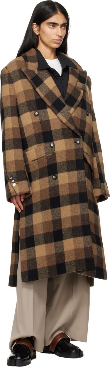 Takit ADER ERROR Double-Breasted Check Coat Ruskea | BN01FWCT0103BR, 3