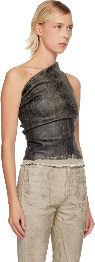 Crop top Rick Owens Rick Owens DRKSHDW Concordians Athena Asymmetric Distressed Cropped Top Musta | DS02E7131 SDWF, 1