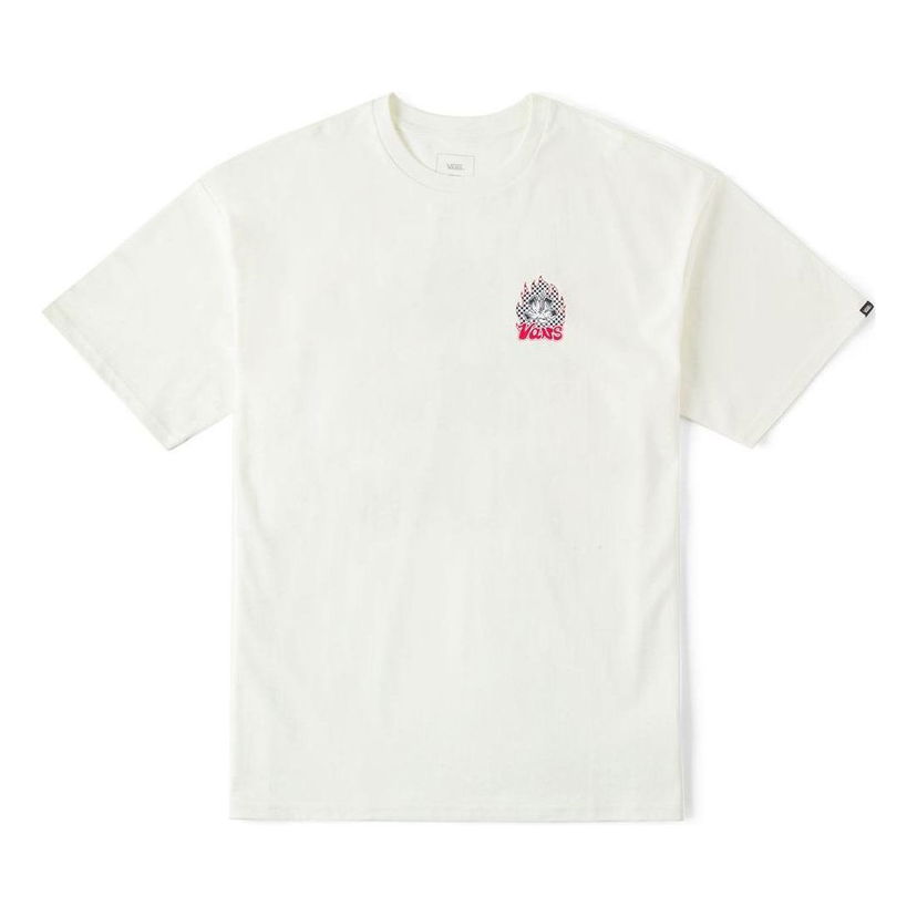 T-paita Vans Checkerboard Flame Graphic T-Shirt Valkoinen | VN000GSUFS8