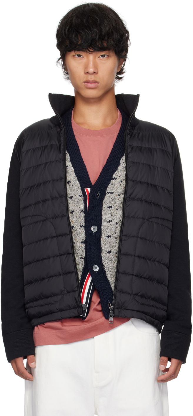 Takki Moncler Black Quilted Down Cardigan Jacket Musta | J20919B50700A9341
