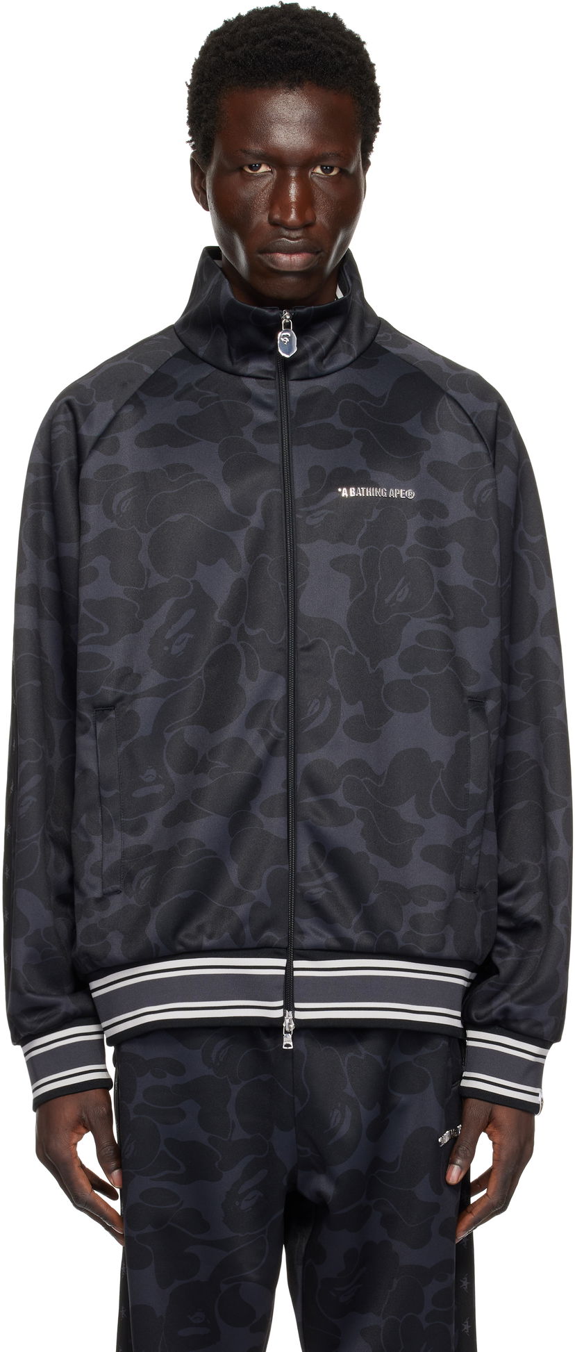 Bomber-takki BAPE Camo Print Track Jacket Musta | 0ZXSWM115314NBKX