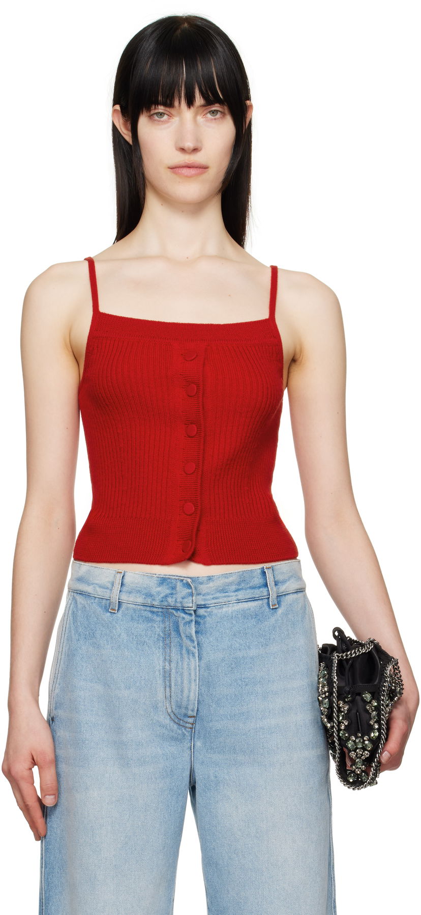 Tankkitoppi Dries Van Noten Dries Van Noten Wool Straight Neck Tank Top Punainen | 251-011209-1713