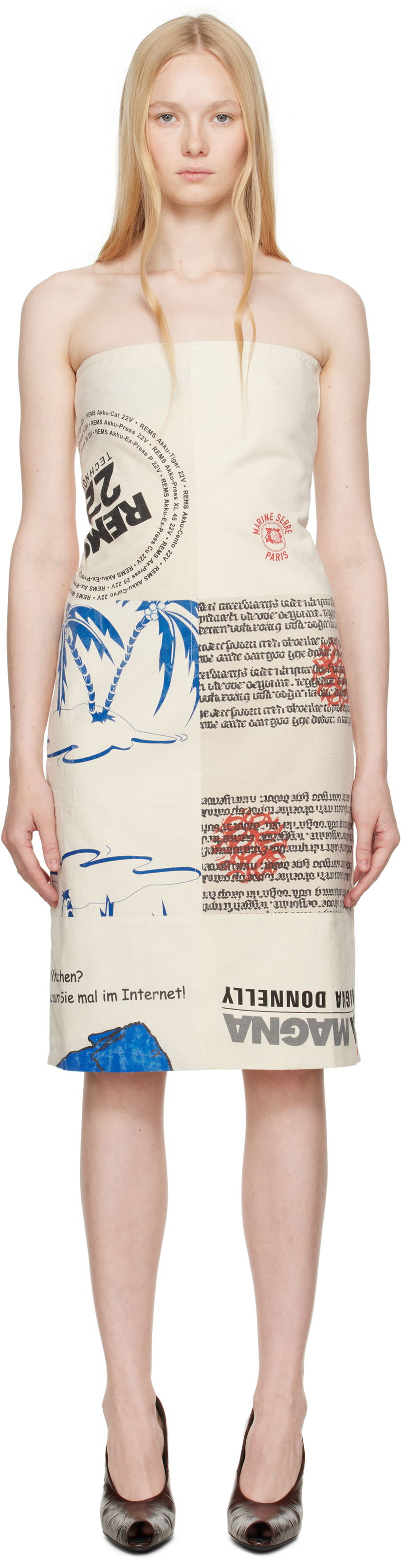 Mekko Marine Serre Marine Serre Regenerated Tote Bags Bustier Midi Dress Beige | WDR358A UWOV0009
