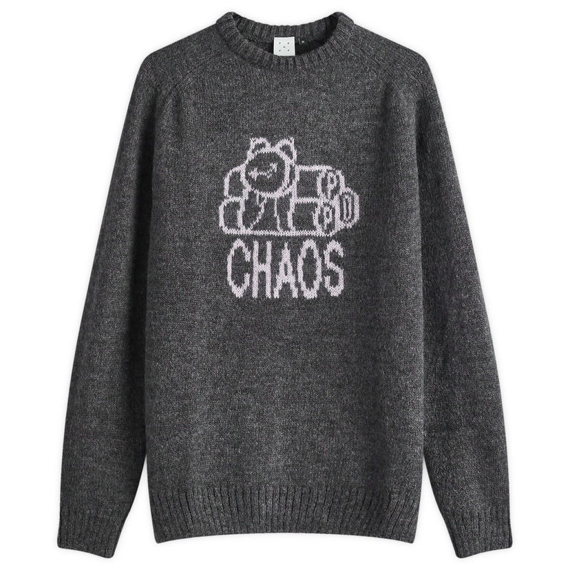 Villapaita Pop Trading Company Chaos Knit Crew Large Harmaa | POPAW24-06-004