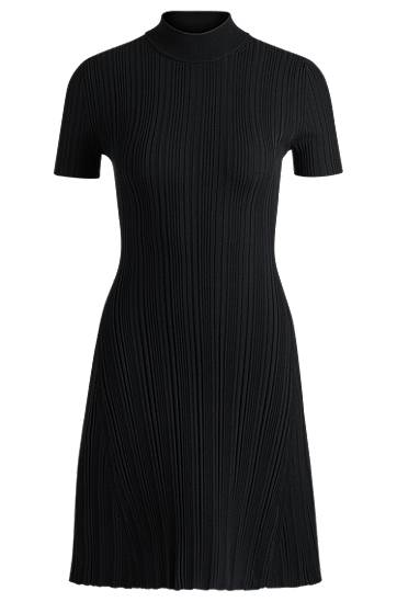 Mekko BOSS Slim-Fit Irregular-Rib Crepe Dress Musta | 50514293
