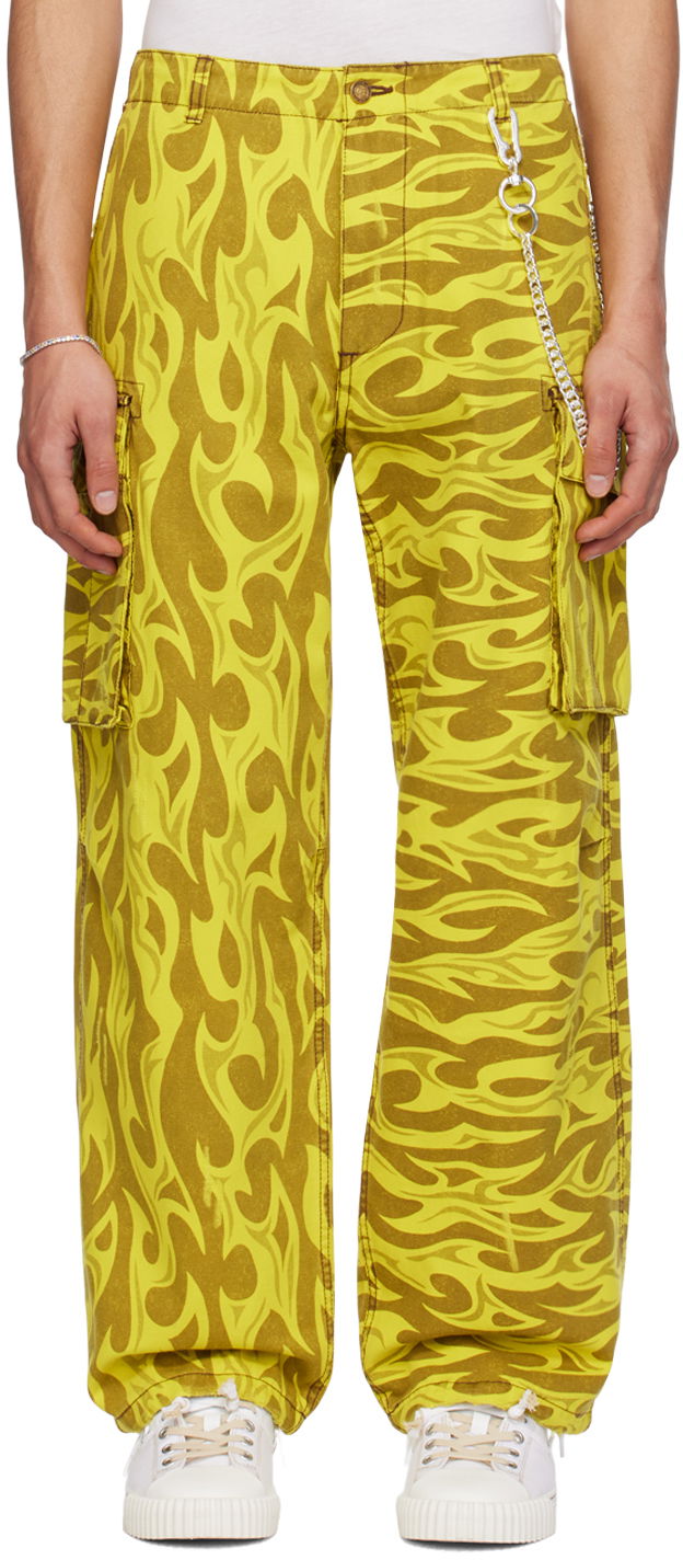 Cargo housut ERL ERL Cargo Pants with Print Keltainen | ERL08P007